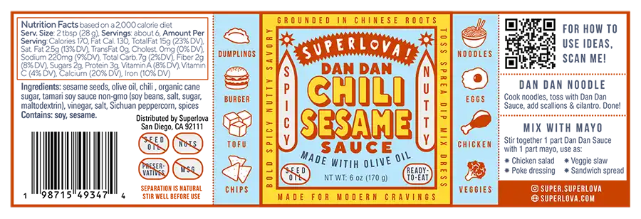 Dan Dan Spicy Sesame Sauce 6 Pack - Superlova!